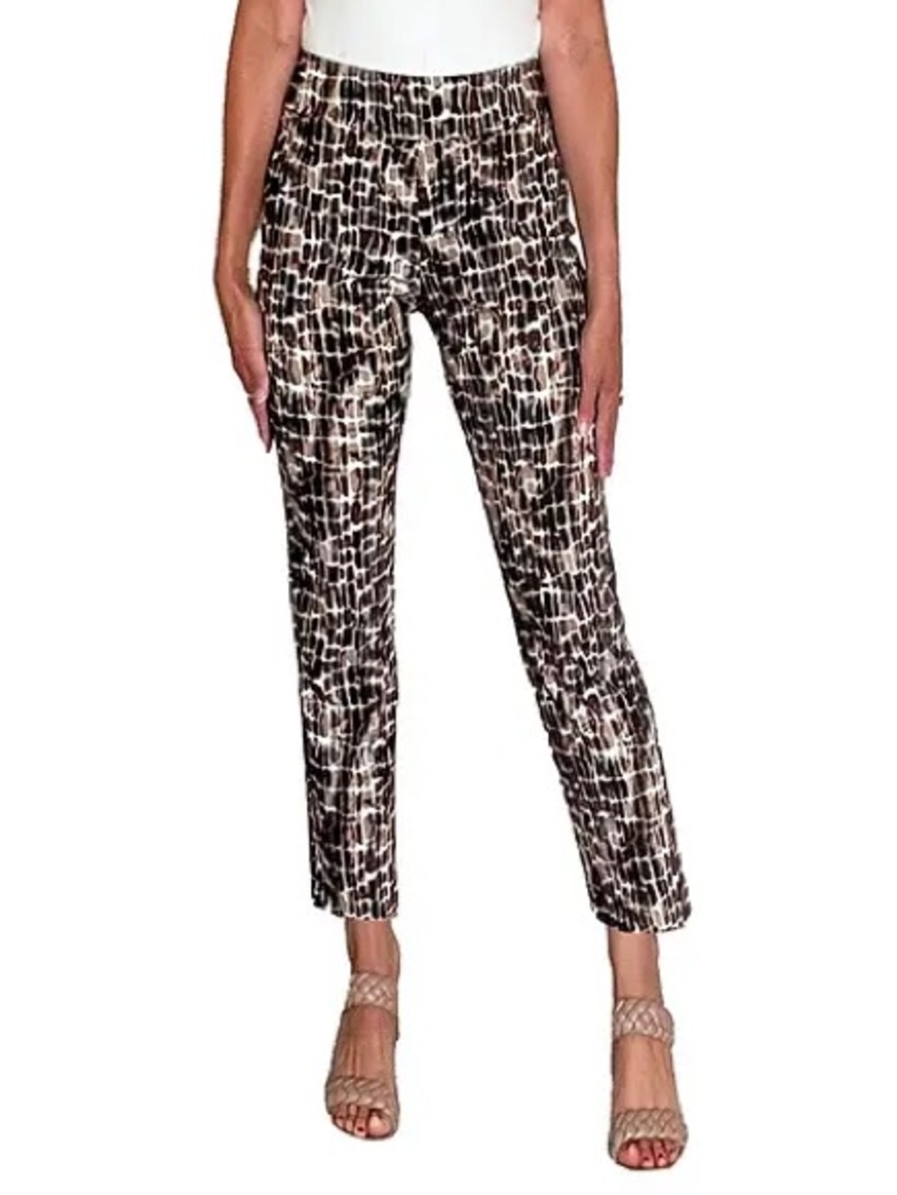Krazy Larry Brown Reptile Pull On Ankle Pants Size 12 Skinny Fit High Rise
